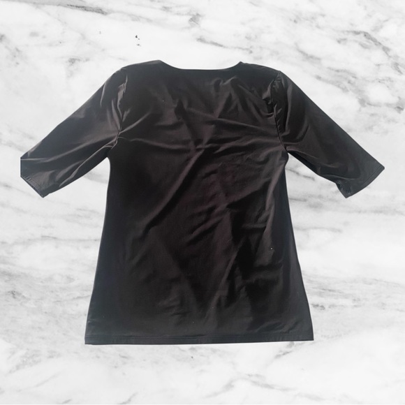 White House Black Market Women’s Black 3/4 Sleeve V-Neck Top Size M - Picture 4 of 10
